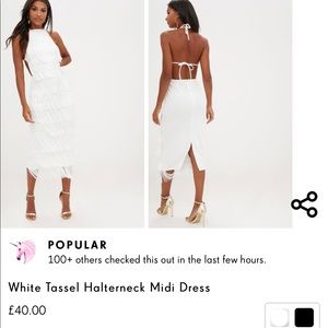white tassel halterneck midi dress